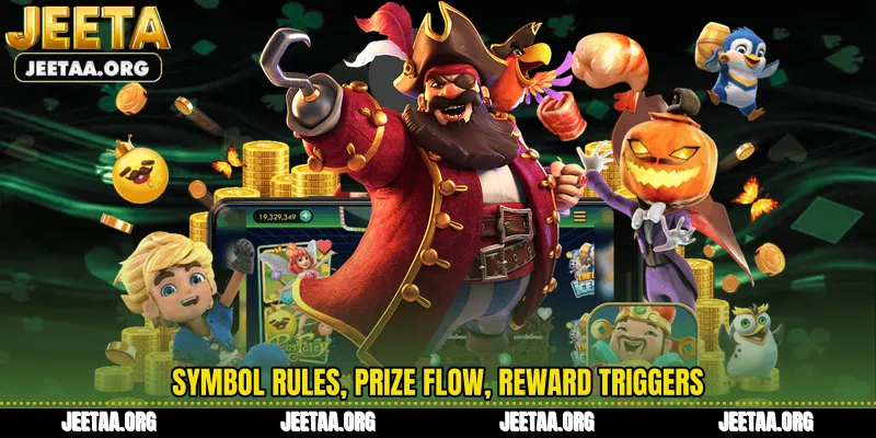 Symbol rules, prize flow, reward triggers.